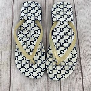 Women’s slip on flip flops navy blue and white sz 7-8